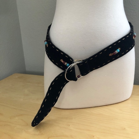 Hand Crafted Beaded Suede Leather Belt - Coastal Cowgirl - Picture 1 of 9